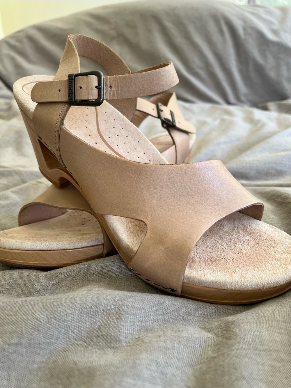 Dansko Leather Ankle-Strap Sandals with Wedge